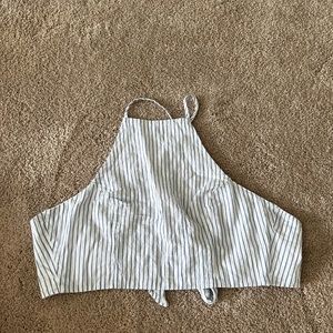 Striped Halter Open Back Crop Top